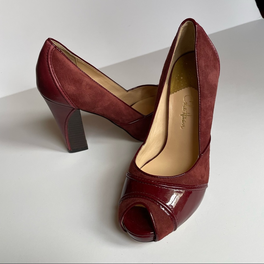 Cole Haan + Nike Air red leather platform heels sz 7.5